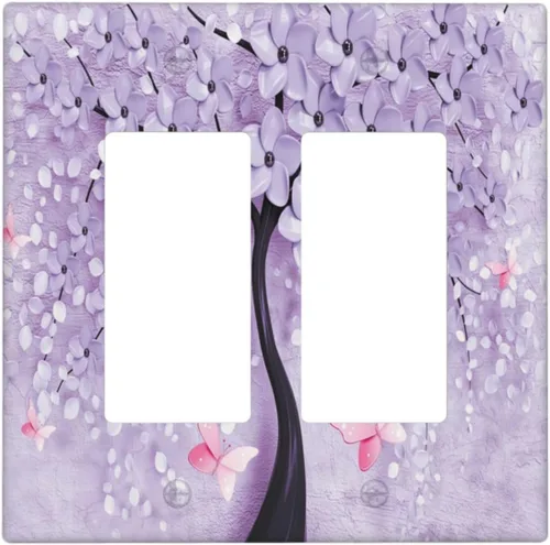 Miniatura 127 de Cubierta para Interruptor de Luz Árbol Morado 3D de 2 Gang Placa de Pared Placa de Interruptor de Luz Doble Toggle Cubiertas Decorativas