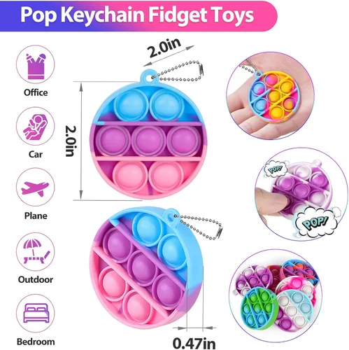 Miniatura 2 de Juguetes Pop Fidget a Granel Sus Favores de Fiesta para Niños 4-8 8-12 30 PCS Mini Pop Llavero Es Paquete de Juguetes Sensoriales Fidget Fidgets