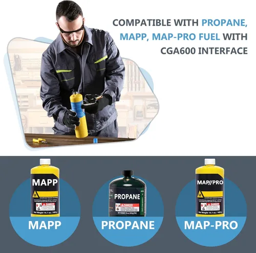 Miniatura 6 de Cabezal de soplete de propano con encendedor - Kit de soplete turbo para soldadura blanda, soldadura, soldadura fuerte, plomería, cuentas de vidrio