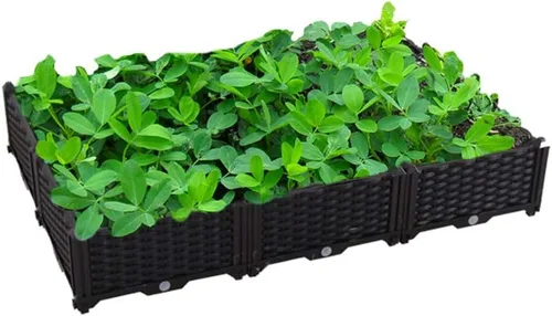 Miniatura 12 de Hershii Kits de cama elevada de jardín, contenedores rectangulares de plástico para plantas profundas, para interiores y exteriores, verduras, Blanco