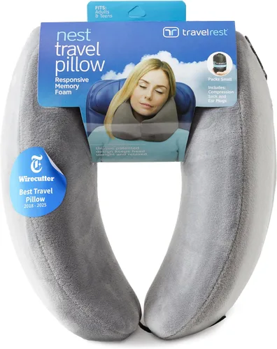 Miniatura 9 de Almohada de apoyo para el cuello TRAVELREST Nest - Esenciales de viaje, espuma viscoelástica, almohada de viaje compacta para vuelos largos