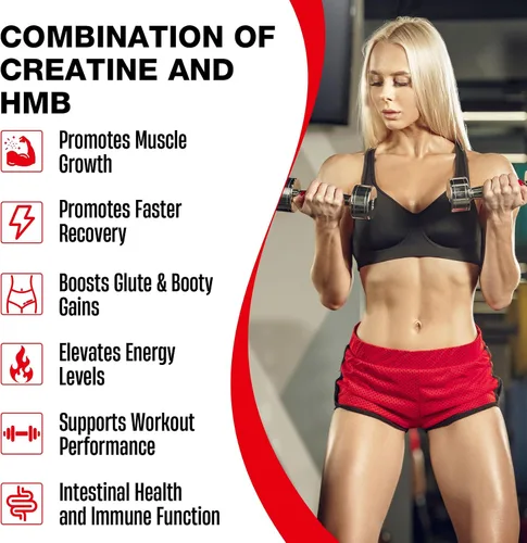 Miniatura 3 de Creatina HMB, creatina en polvo para hombres y mujeres, monohidrato de creatina micronizada para crecimiento muscular y recuperación y mayor fuerza