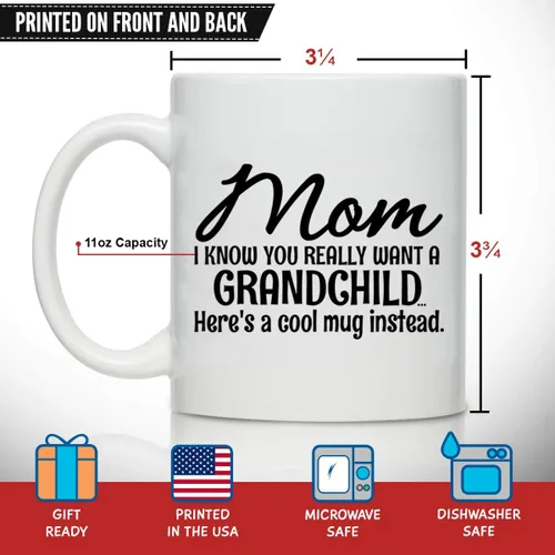 Miniatura 3 de Taza de café novedosa para mamá, Here's A Mug in stead of a Grandchild- Impresión frontal y trasera, idea de regalo para madres, el mejor regalo