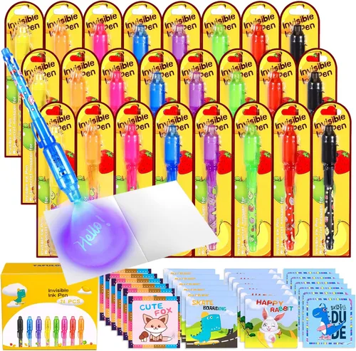 Miniatura 7 de TAFULOR Bolígrafo de tinta invisible para niños, recuerdos de fiesta de cumpleaños para niñas y niños, bolígrafos espía con luz UV, marcadores