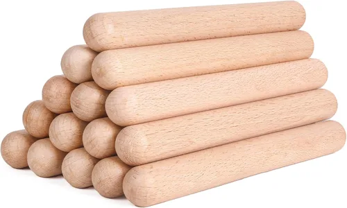 Miniatura 9 de 1 par de instrumentos de percusión musical de clavos de madera clásica de 8 pulgadas, palos de ritmo de madera natural (1 par FBA)