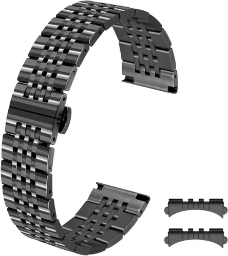 Kai Tian Correa de reloj de acero inoxidable de 0.787 in y 0.866 in, extremos rectos curvos, correa de repuesto de 6 colores para mujeres y hombres,