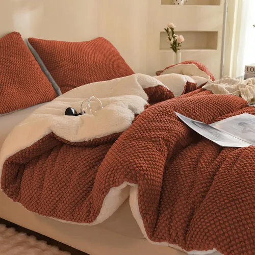 Miniatura 7 de LLanCL Juego de edredón de diseño jacquard 3D, ultra suave, cálido, tamaño individual, felpa de piel sherpa, juego de 2 piezas de ropa de cama
