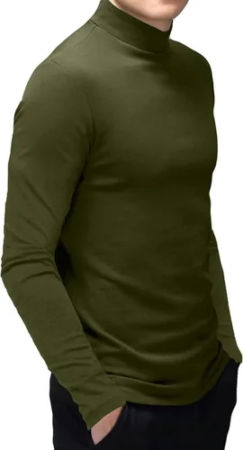 Miniatura 2 de Camiseta de manga corta para hombre básica cuello alto ajustada sin botones térmica sólida