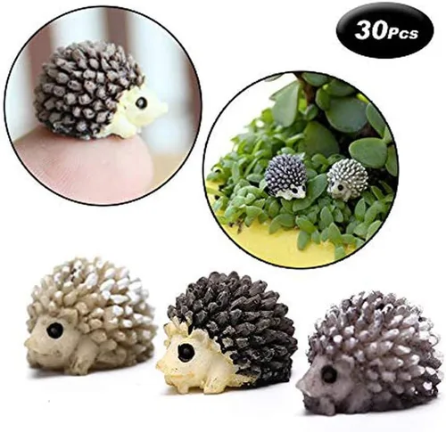 Miniatura 5 de X Hot Popcorn 30 piezas de mini figuras de erizo, mini erizos pequeños, figuras de erizo en miniatura, paisaje de musgo en miniatura, decoración