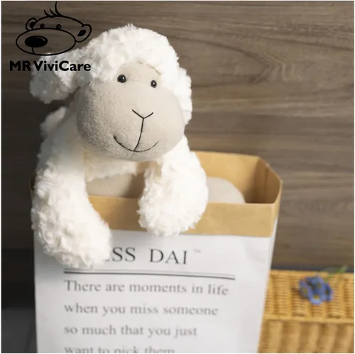 Miniatura 7 de Peluche de oveja abrazable de 17 pulgadas, color blanco y crema para niños y niñas, juguetes de peluche suaves y adorables para bebés recién