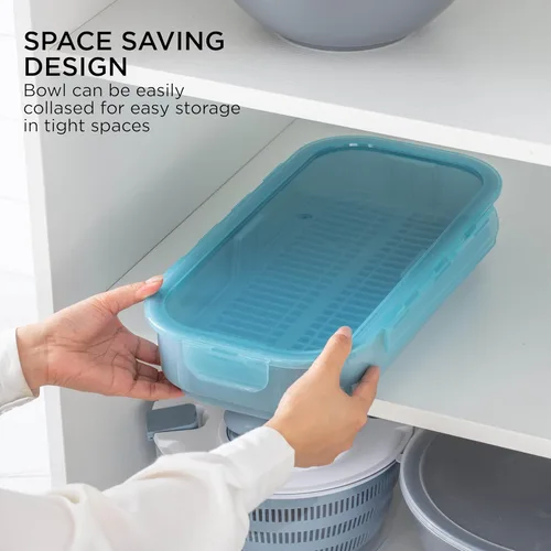 Miniatura 4 de COOK WITH COLOR Tazón Plegable para Rebozar - Recipiente Agitador para Rebozar Sin Ensuciar - Ideal para Pescado Frito, Pollo Frito, Aros de Azul