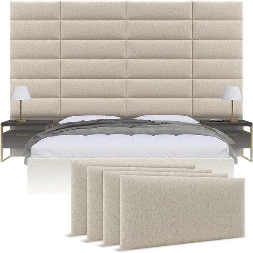 Miniatura 45 de Cabeceras tapizadas Vänt - Paneles de pared para montar en la pared tamaño Queen/Full - Champán neutro metálico - Juego de 4 paneles
