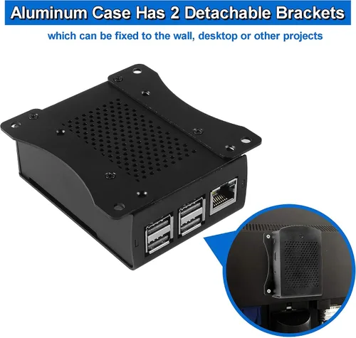 Miniatura 4 de Caja de metal para Raspberry Pi 3 para RPi 3, carcasa protectora de aluminio, carcasa montada en la pared con doble ventilador de refrigeración
