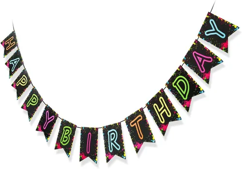 Miniatura 7 de Decoración de cartel de feliz cumpleaños para fiesta brillante (ya montado), pancarta de cumpleaños de los años 80, decoraciones de fiesta que