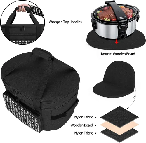 Miniatura 5 de Yarwo Bolsa de viaje para olla de cocción lenta mejorada 2026 con tabla inferior compatible con Crock-Pot y Hamilton Beach de 6, 7, 8 cuartos