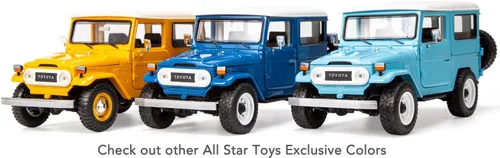 Miniatura 9 de All Star Toys Exclusivo Toyota Land Cruiser FJ40 Royal Blue con ruedas todoterreno personalizadas 1/24 modelo fundido a presión por Motormax 79323