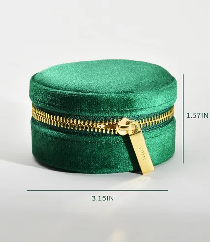 Miniatura 5 de TAIMY Joyero de viaje de terciopelo, estuche redondo y pequeño de joyería de viaje para mujeres y niñas, mini cajas organizadoras de viaje