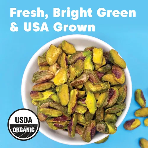 Miniatura 3 de Wilderness Poets, Pistachos orgánicos, mitades de nueces de pistacho verde brillante, sin sal, sin conchas, cultivadas en California, 5 libras