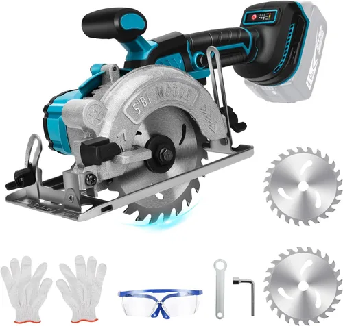 Sierra circular inalámbrica de 5 pulgadas para batería Makita de 18 V (sin batería), sierra de madera eléctrica con motor sin escobillas, bisel de
