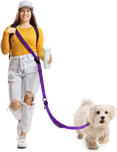 Miniatura 9 de Correa de perro manos libres, correa cruzada para perro, cinturón de cintura de 5.3 a 7.8 pies con cinturón de seguridad para automóvil