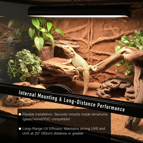 Miniatura 5 de Luz LED UVB para reptiles – Lámpara UV lineal UVB10.0 de 16 pulgadas y 18 W para dragones barbudos, tortugas y lagartos – Tira de barra UVB