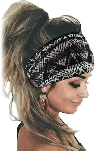 Miniatura 84 de K-Elewon Paquete de 3 diademas elásticas anchas para mujer, bandas para el cabello para yoga, deportes