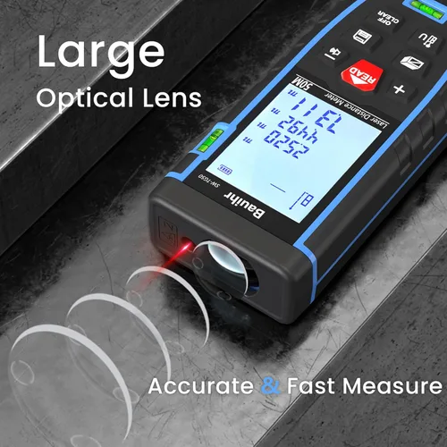 Miniatura 3 de Bauihr - Medidor de distancia láser de 165 pies, herramienta de medición láser portátil con 2 niveles de burbuja, pantalla LCD retroiluminada