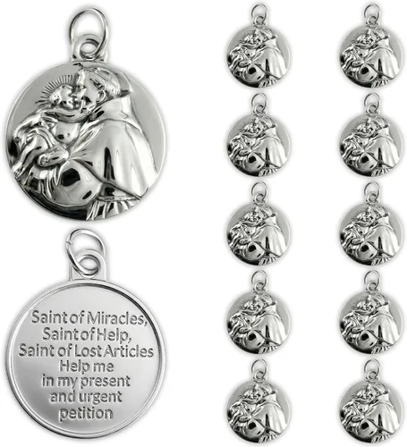 Miniatura 10 de Rlcvecv 10 piezas de medalla de San Carlo Acutis con juego de tarjetas sagradas, colgante de metal de San Carlos Acutis para collar, pulsera