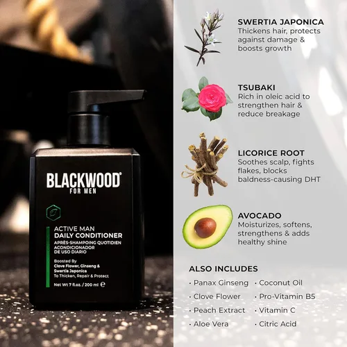 Miniatura 4 de BLACKWOOD FOR MEN Active Man Acondicionador Diario - Acondicionador Espesante para Hombres para la Pérdida de Cabello y Caspa - Tratamiento Profundo