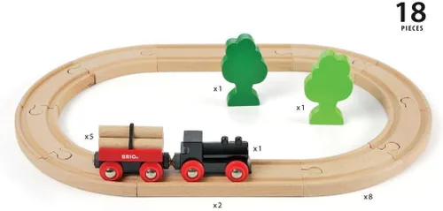 Miniatura 2 de BRIO Classic - 33042 Little Forest Train Set - Juego de tren de juguete de madera de 18 piezas con pista y accesorios Perfecto para niños a partir