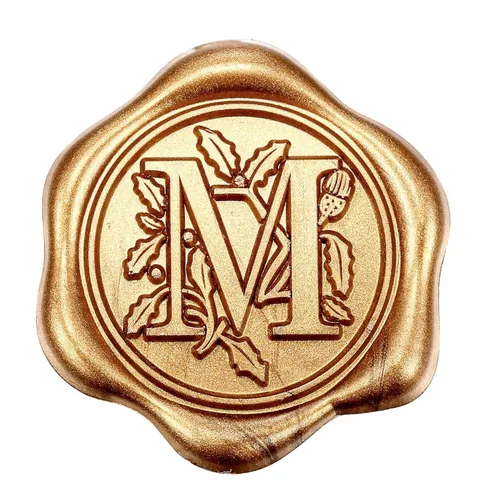 Miniatura 29 de Yoption 50 piezas de pegatinas de sello de cera inicial G, pegatinas de sello autoadhesivas de letra dorada retro antigua para sobres, para bodas