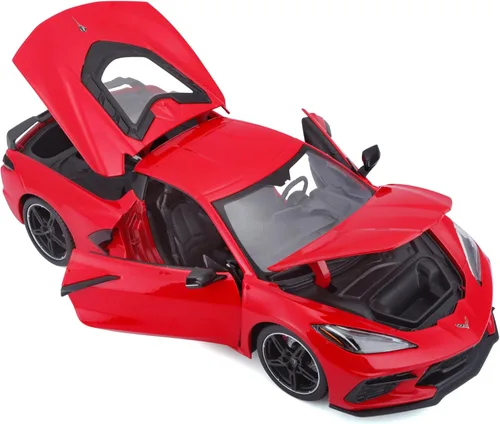 Miniatura 5 de Chevrolet Corvette Stingray C8 Gris Oscuro Metálico con Rayas de Carreras 1/18 Modelo de Auto Fundido a Presión por Maisto