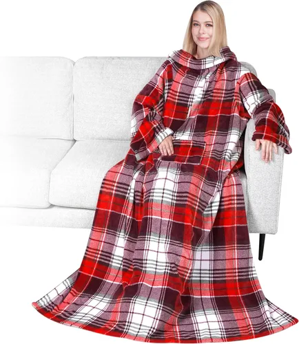 Miniatura 19 de PAVILIA Wearable Blanket with Sleeves for Adult Women Men, Cozy Fleece Warm Wrap Throw with Arms, Gifts for Christmas, Wife