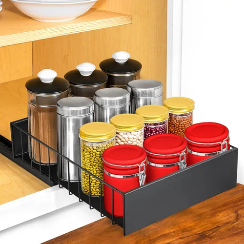 LYNK PROFESSIONAL® Organizador de Gabinete Extraíble, 25.4 cm x 35.6 cm Organizador de Cajones Deslizantes de Nivel Único para Gabinetes de Cocina -