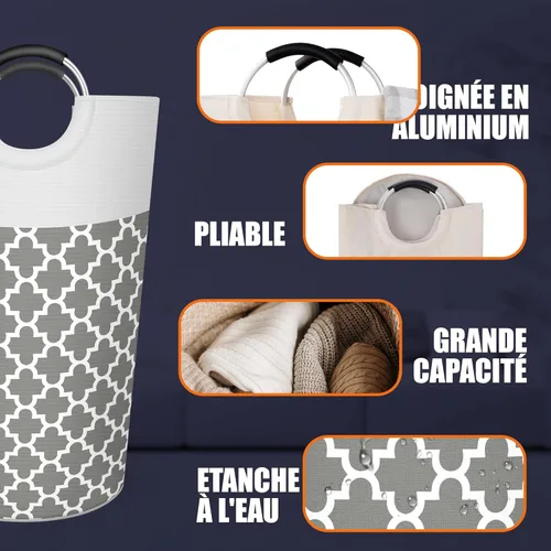 Miniatura 5 de Caroeas Cesta ligera para ropa sucia de 90L (13 colores), cesta de lavandería impermeable, bolsa de lavandería con asas acolchadas, cesta de ropa