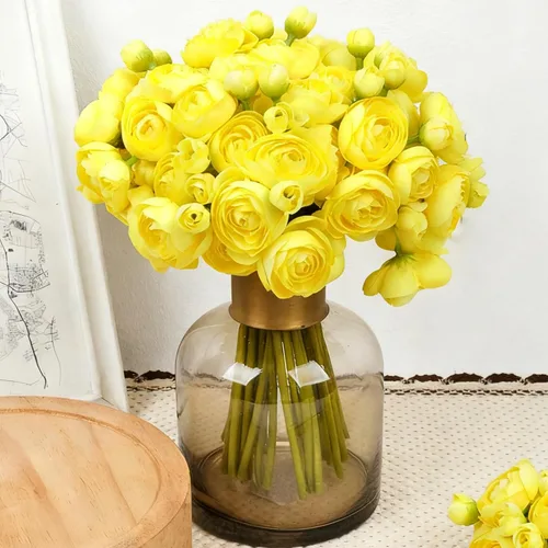 Miniatura 8 de ASTRYAS Ranunculus Flores artificiales, 18 piezas de seda sintética de color rubor, mini ranúnculo, flores falsas para relleno de boda para ramos
