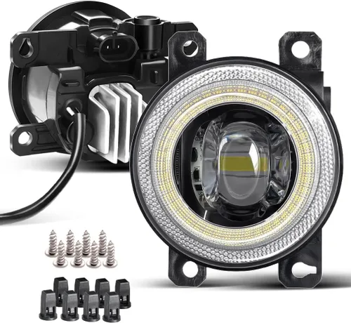Faro Antiniebla LED con Lente de Reemplazo de Ojo de Ángel con Anillo de Halo para Ford 13-16 Fusion, 11-15 Explorer, 08-14 Focus, 15-17 Mustang,