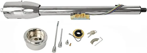 Miniatura 24 de Columna de dirección manual de 81 cm con inclinación, acabado de acero inoxidable pulido, con adaptador de rueda de 9 orificios, sin llave Columna