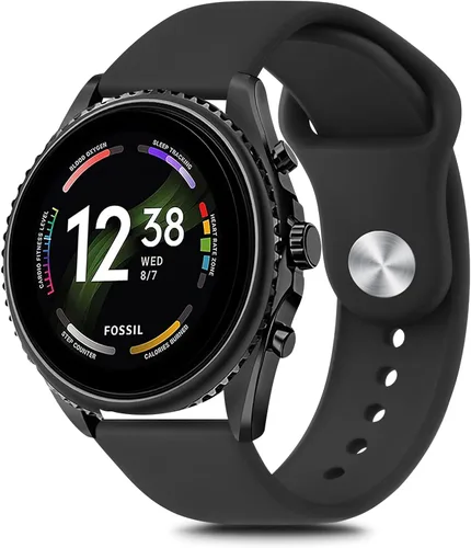 Fossil - Correa de silicona para hombre Fossil Gen 6/5E de 1.732 in/Gen 5 Carlyle/Garrett/Julianna Smart Watch, 0.866 pulgadas ajustable, correa