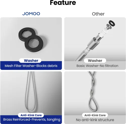 Miniatura 7 de JOMOO 71-Inch Extra Long Shower Hose, Stainless Steel Shower Hose Replacement with Anti-Kink Flexible Design, Universal 1/2" for Bathroom Hand held