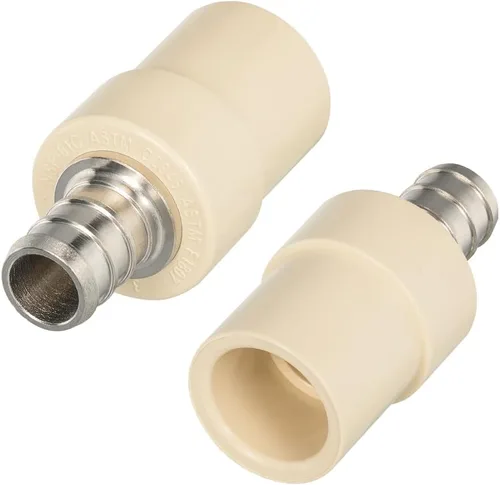 Paquete de 2 adaptadores de transición de CPVC de 1/2 pulgada Pex x 1/2 pulgadas, accesorios PEX de latón resistente para conexión de tubería PEX-B