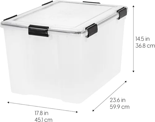 Miniatura 4 de IRIS USA - Contenedor organizador de plástico hermético para almacenamiento, 74 cuartos de capacidad, con tapa duradera, sello y hebillas de cierre