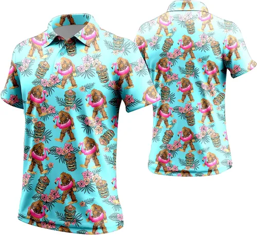 Miniatura 40 de Camisa de golf de los años 80 para hombre, ajuste seco, manga corta, estampada, divertidas, camisas de golf de los años 90 para hombre