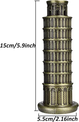 Miniatura 2 de Cutbar Torre de Pisa inclinada de 6 pulgadas, modelo de arquitectura, figuras retro famosas de Italia para decoración de escritorio del hogar