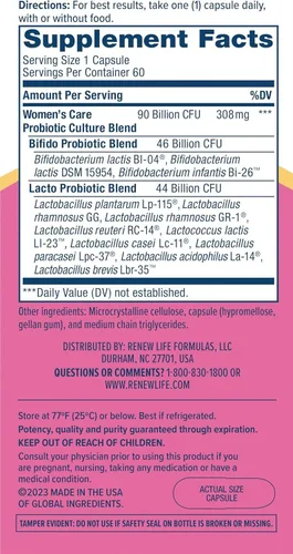 Miniatura 3 de Renew Life Cápsulas probióticas para mujeres, apoya el equilibrio del pH para mujeres, salud vaginal, urinaria, digestiva e inmunológica, L.