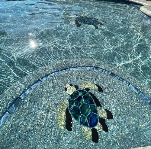 Miniatura 3 de Aquatic Custom Tile Blue Sea Turtle Group - Mosaico de piscina de porcelana