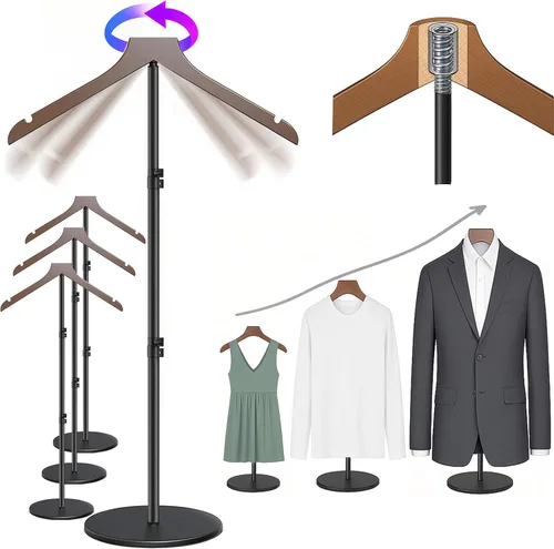 Miniatura 14 de Soporte para camisetas (negro, 44.5 pulgadas con soporte para sombreros, 1 unidad)
