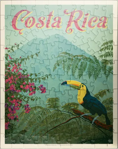 MyPuzzle Costa Rica: Toucan in The Jungle, póster vintage, rompecabezas premium de 100 piezas para adultos