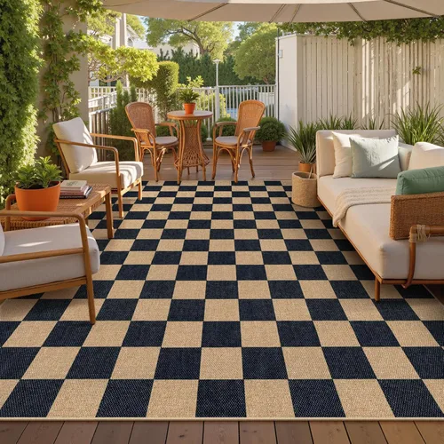 Miniatura 10 de Lahome Alfombra de yute a cuadros fácil 2'x3', alfombra pequeña para entrada, antideslizante, alfombra para la puerta delantera de la cocina