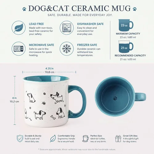Miniatura 3 de AmorArc Juego de 2 tazas de café de cerámica grandes de 22 onzas, tazas de gran tamaño con mango grande para hombres, mujeres, papá, mamá, taza Azul